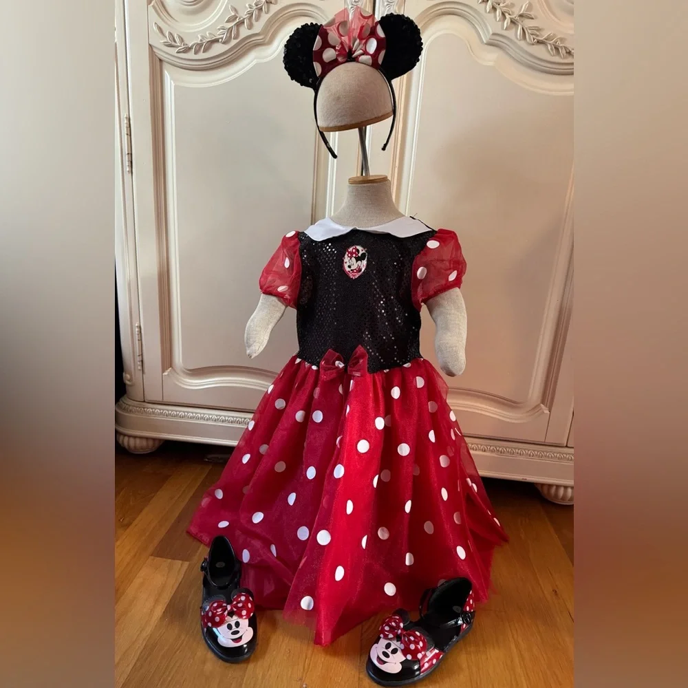 Minnie Mouse Dress Shoes ears Disney Store costume Polka Dot World 6 4th of July